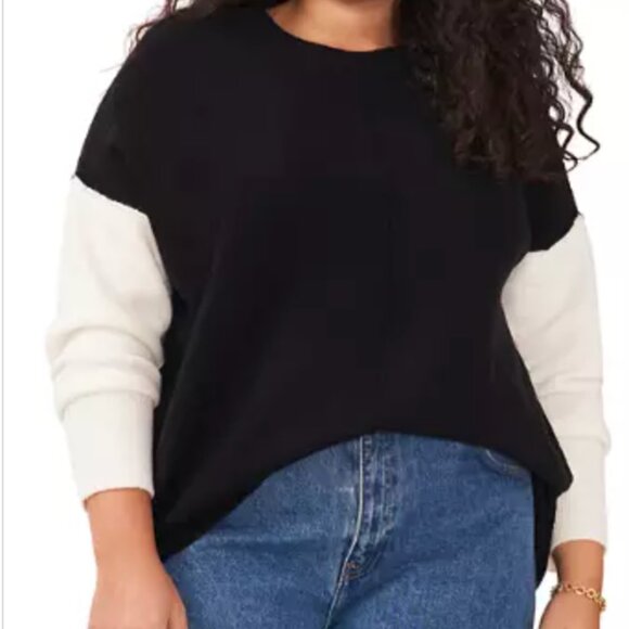 NWT Vince Camuto Two-Tone Black and White Sweater Women’s size L - Picture 6 of 7